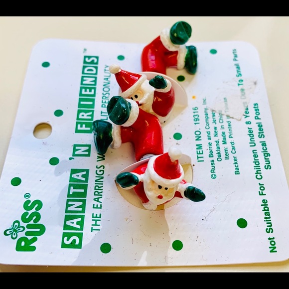 Vintage Russ Santa split personality earrings - Picture 3 of 6